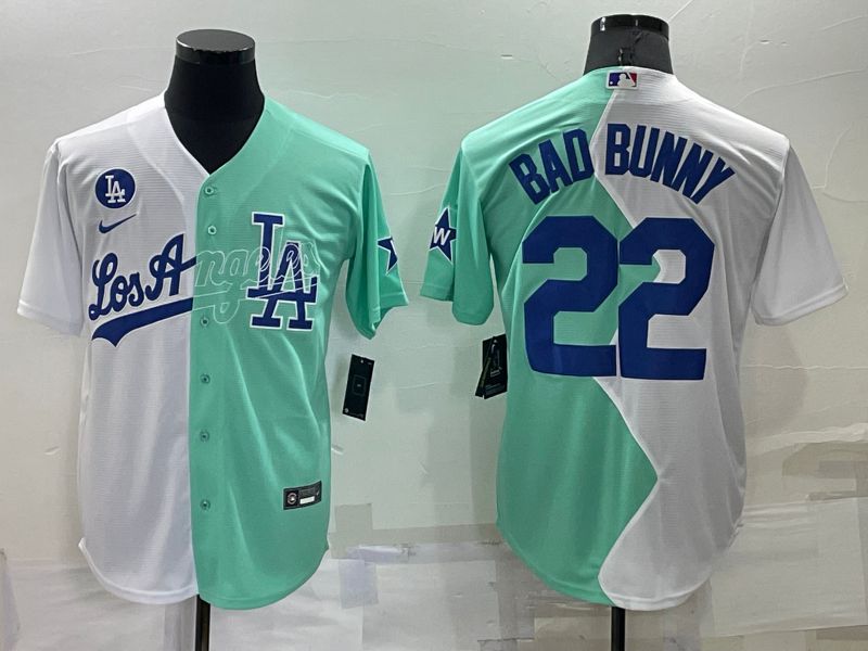 Men Los Angeles Dodgers #22 Bad bunny green white Nike 2022 MLB Jerseys